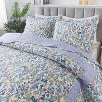 Conjunto floral de microfibra Queen Quilt HoneiLife 269 x 269 cm