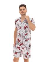 Conjunto Floral Masculino Camisa Shorts Moda Praia