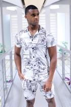 Conjunto Floral Masculino Short Camisa Moda Praia Estampado