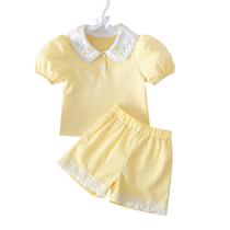 Conjunto Fofo De Top Com Mangas Bufantes Bordadas Em Patchwork E Shorts Com Barra Floral Estilo