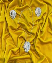 Conjunto folha colar e brincos