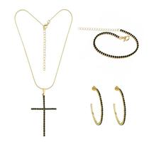 Conjunto Folheado a Ouro 18K com Strass - Estilo Elegante Conjunto Folheado a Ouro 18K com Strass - Estilo Elegante