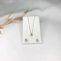 Conjunto Folheado Gota Zircônia