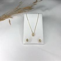 Conjunto Folheado Oval Cravejado com Micro Zircônia