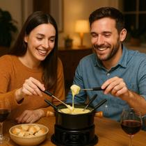 Conjunto Fondue 11 Peças Aço Inox Para 6 Pessoas Queijo Chocolate Carne Com 6 Garfos Hauskraft