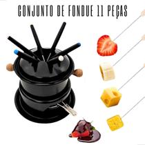 Conjunto Fondue Aço Inox 11 Peças para 6 pessoas Chocolate Carne Queijo