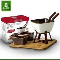 Conjunto Fondue Bilzen 8 Peças Panela Fundi Aço Inox Para Chocolate E Queijo - Western - Brashop