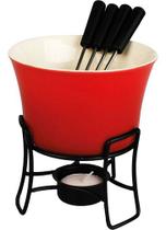 Conjunto Fondue Cerâmica Antiaderente 400ml Vermelho 6 Peças Conjunto Fondue Cerâmica Antiaderente 400ml Vermelho 6 Peças