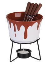 Conjunto Fondue Cerâmica Bege 6 Pçs Antiaderente Serve 4 Pessoas