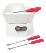 Conjunto Fondue Cerâmica Romântico Jantar Chocolate Queijo