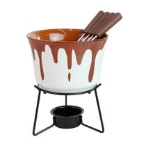 Conjunto fondue chocolate de ceramica 6 peças 385ml Conjunto fondue chocolate de ceramica 6 peças 385ml