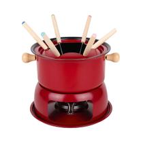 Conjunto Fondue com 11 Peças Aço Inox Cobre Lucerna Vermelho