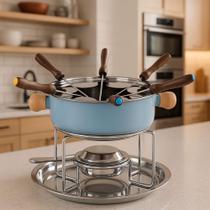Conjunto Fondue Completo Inox Colors Azul Claro Ravinox