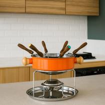 Conjunto Fondue Completo Inox Colors Laranja Ravinox