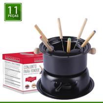 Conjunto fondue lucerna 11 peças panela fundi aço inox para chocolate e queijo - western - HAUSKRAFT