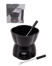 Conjunto Fondue Porcelana 04 Peças 400ml Preto