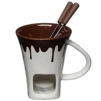 Conjunto fondue porcelana caneca guarfos chocolate queijo