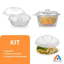 Conjunto Forma de Pudim Com Tampa + Panela Cozimento Vapor Legumix 2,6 lts + Tampa de Micro-Ondas