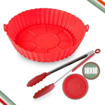 Conjunto Forma De Silicone Airfryer 18x18cm/Pegador Silicone