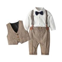 Conjunto Formal Para Menino Recém-Nascido, Macacão De Aniversário Com Colete E Manga Longa, Roupas