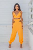 Conjunto Forum Top/Calça Linho 38 Laranja