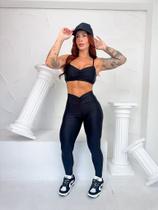 Conjunto Franzido Duplo Shiny - Legging e Top com Bojo Removível Conjunto Franzido Duplo Shiny - Legging e Top com Bojo Removível