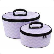 Conjunto Frasqueira Oval Lilás Zig Zag Dmoreno 2 Unidades