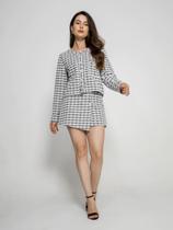 Conjunto Frenchy de Botão Xadrez Feminino Short Saia CON-0047