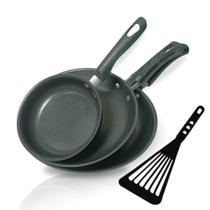 Conjunto Frigideira Antiaderente Kit 12 / 18 / 22 Jogo Teflon Preto 1 Espátula