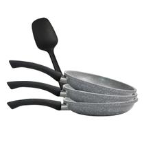 Conjunto Frigideira Cerâmica Cinza Frita Sem Óleo 3 Peças