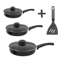 Conjunto Frigideira Fort-Flon c/espatula e tampa de vidro Conjunto Frigideira Fort-Flon c/espatula e tampa de vidro