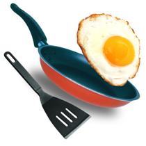 Conjunto Frigideira Francesa Antiaderente Teflon 18 cm e Espátula Preta e Cereja