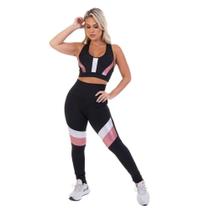 Conjunto Fristyle: Calça Legging + Top Fitness Nadador Suplex Fitness Feminino tamanho M cor preto