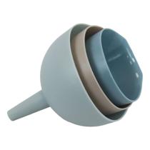 Conjunto Funil de Plástico 3 Peças para Cozinha com Suporte