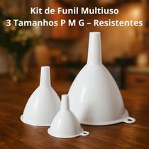 Conjunto Funil Multiuso 3 Tamanhos P, M e G para Cozinha Laboratório Oficina