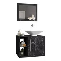 Conjunto Gabinete Baden Bechara Banheiro Preto Fosco e Nero