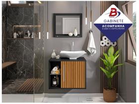 Conjunto Gabinete Baden Bechara Banheiro Preto Ripado