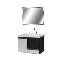 Conjunto Gabinete Banheiro 80cm Espelheira e Cuba Suspenso