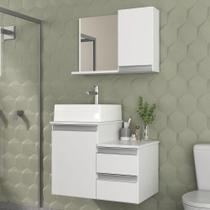 Conjunto Gabinete Banheiro Cross 60 (gabinete+espelheira+cuba) Branco Inteiro