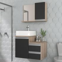 Conjunto Gabinete Banheiro CROSS 60cm - Gabinete + Cuba + Espelheira - MOVEIS JOIA
