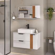Conjunto Gabinete Banheiro DOLPHIN 80cm RIPADO LUXO