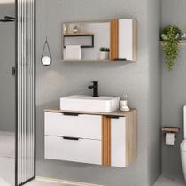 Conjunto Gabinete Banheiro DOLPHIN 80cm RIPADO LUXO