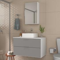 Conjunto Gabinete Banheiro RUBI 80cm - Gabinete + Cuba + Espelheira Conjunto Gabinete Banheiro RUBI 80cm - Gabinete + Cuba + Espelheira