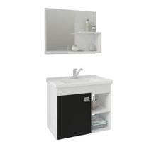 Conjunto Gabinete de Banheiro 100% MDF Bia Com Espelheira E Pia Mgm Móveis