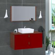 Conjunto Gabinete de Banheiro Berlim 60 cm Vermelho/Natura Vinho Conjunto Gabinete de Banheiro Berlim 60 cm Vermelho/Natura Vinho