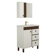 Conjunto Gabinete de Banheiro com Pé Cecilia 80cm Conjunto Gabinete de Banheiro com Pé Cecilia 80cm