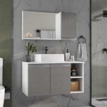 Conjunto Gabinete de Banheiro Completo 80cm com Cuba e Espelheira - MOVEIS JOIA