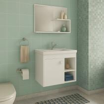 Conjunto Gabinete de Banheiro em MDF com Espelheira com Cuba Lótus Branco - Rede Móveis