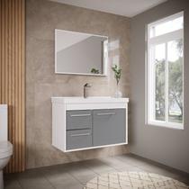 Conjunto Gabinete de Banheiro em Mdf com Espelheira Potenza Conjunto Gabinete de Banheiro em Mdf com Espelheira Potenza