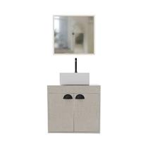 Conjunto Gabinete de Banheiro Mdf 2 Portas C/ Cuba e Espelho Conjunto Gabinete de Banheiro Mdf 2 Portas C/ Cuba e Espelho